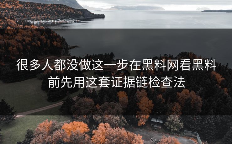 很多人都没做这一步在黑料网看黑料前先用这套证据链检查法