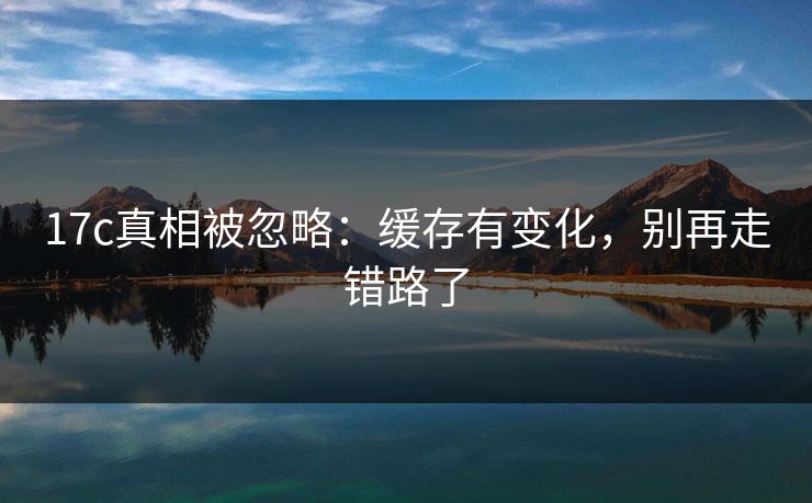 17c真相被忽略:缓存有变化,别再走错路了 17c真相被忽略:缓存有变化,别再走错路了