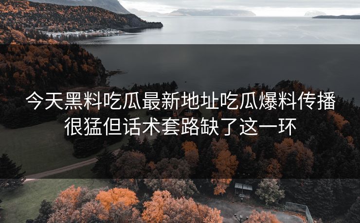 今天黑料吃瓜最新地址吃瓜爆料传播很猛但话术套路缺了这一环