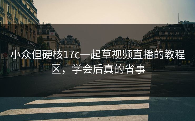 小众但硬核17c一起草视频直播的教程区，学会后真的省事