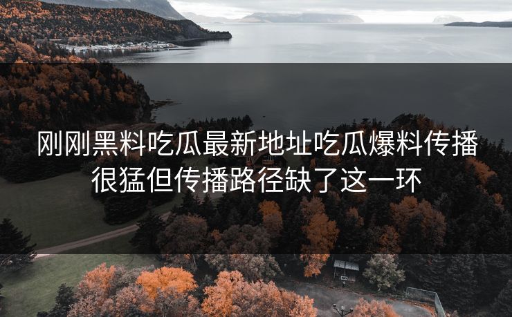 刚刚黑料吃瓜最新地址吃瓜爆料传播很猛但传播路径缺了这一环