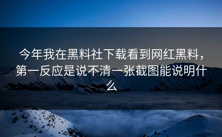 今年我在黑料社下载看到网红黑料，第一反应是说不清一张截图能说明什么